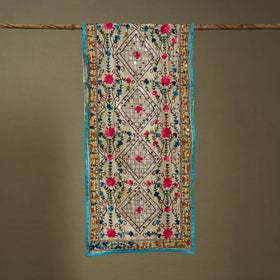 Blue Chanderi Silk Hand Embroidered Stole