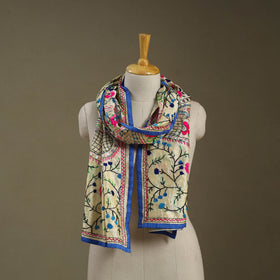 Buy Chanderi Silk Phulkari Hand Embroidered Stole