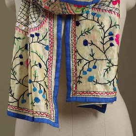 Buy Chanderi Silk Phulkari Hand Embroidered Stole