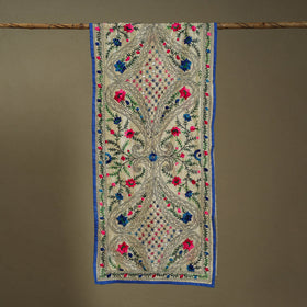 Blue Chanderi Silk Hand Embroidered Stole