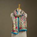 Blue Chanderi Silk Hand Embroidered Stole
