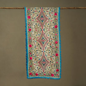 Blue Chanderi Silk Hand Embroidered Stole