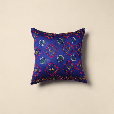 Chanderi silk hand embroidery cushion cover 01 - handcrafted