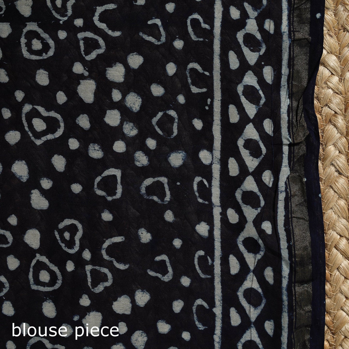 Chanderi silk hand indigo bagru saree with zari border 11