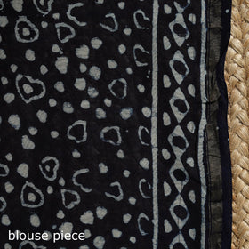 Chanderi silk hand indigo bagru saree with zari border 11