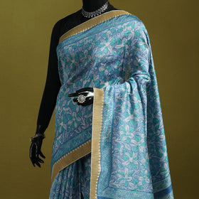 Chanderi silk hand sanganeri saree with ghicha border 24