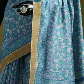 Chanderi silk hand sanganeri saree with ghicha border 24