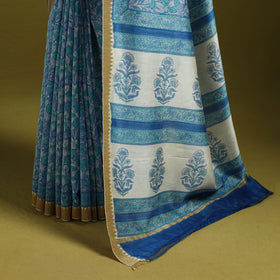 Chanderi silk hand sanganeri saree with ghicha border 24