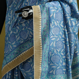 Chanderi silk hand sanganeri saree with ghicha border 26
