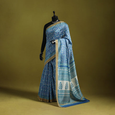 Chanderi silk hand sanganeri saree with ghicha border 26