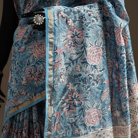 Chanderi silk hand sanganeri saree with zari border 02