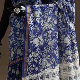 Chanderi silk hand sanganeri saree with zari border 04