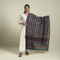 Buy Blue Block Print Chanderi Silk Handloom Ajrakh Dupatta