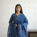 Buy Blue Chanderi Silk Indigo Bagru Block Print Kurta Set