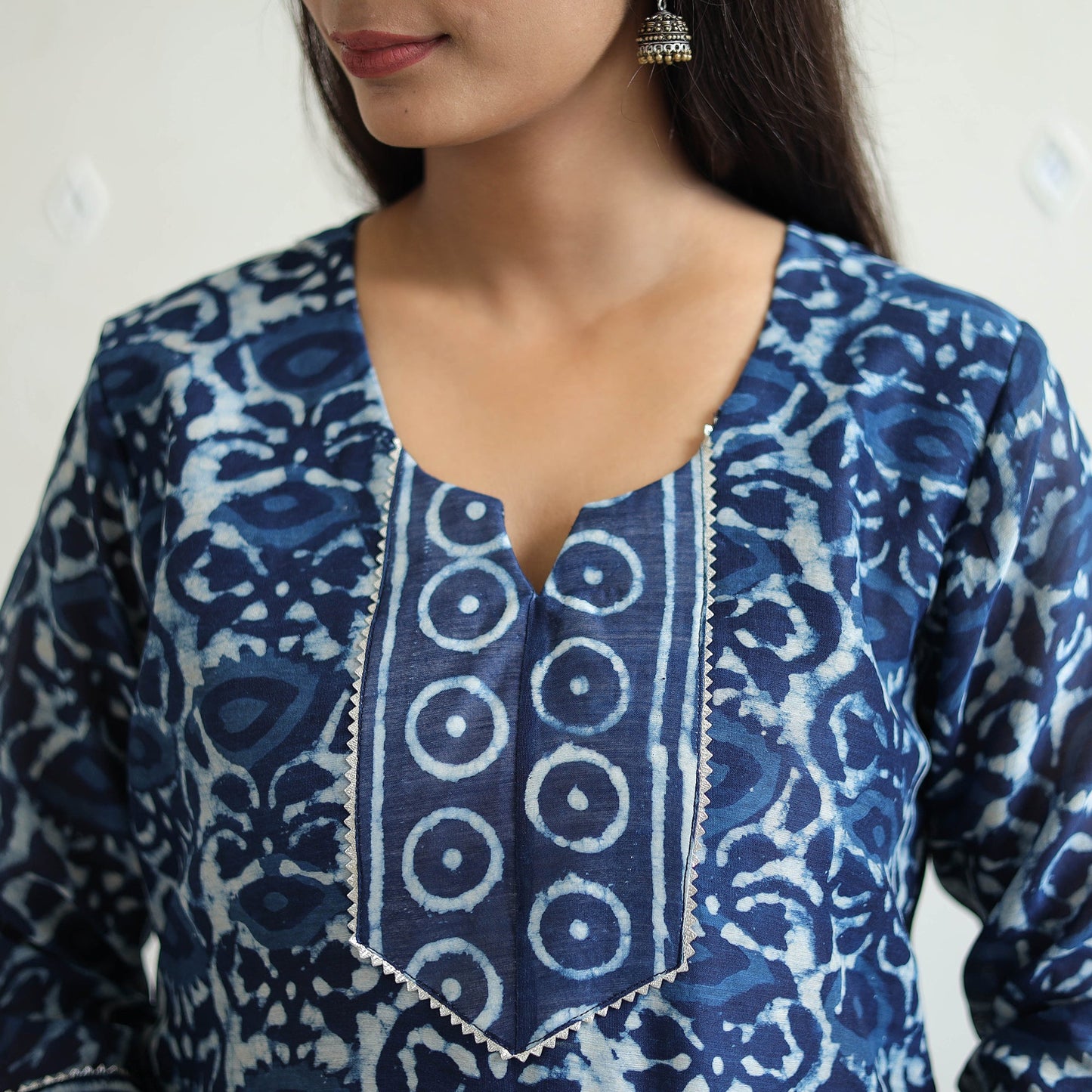 Buy Blue Chanderi Silk Indigo Bagru Block Print Kurta Set