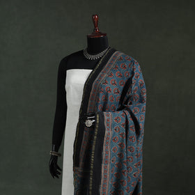 Blue - chanderi silk kutch hand block print natural dyed