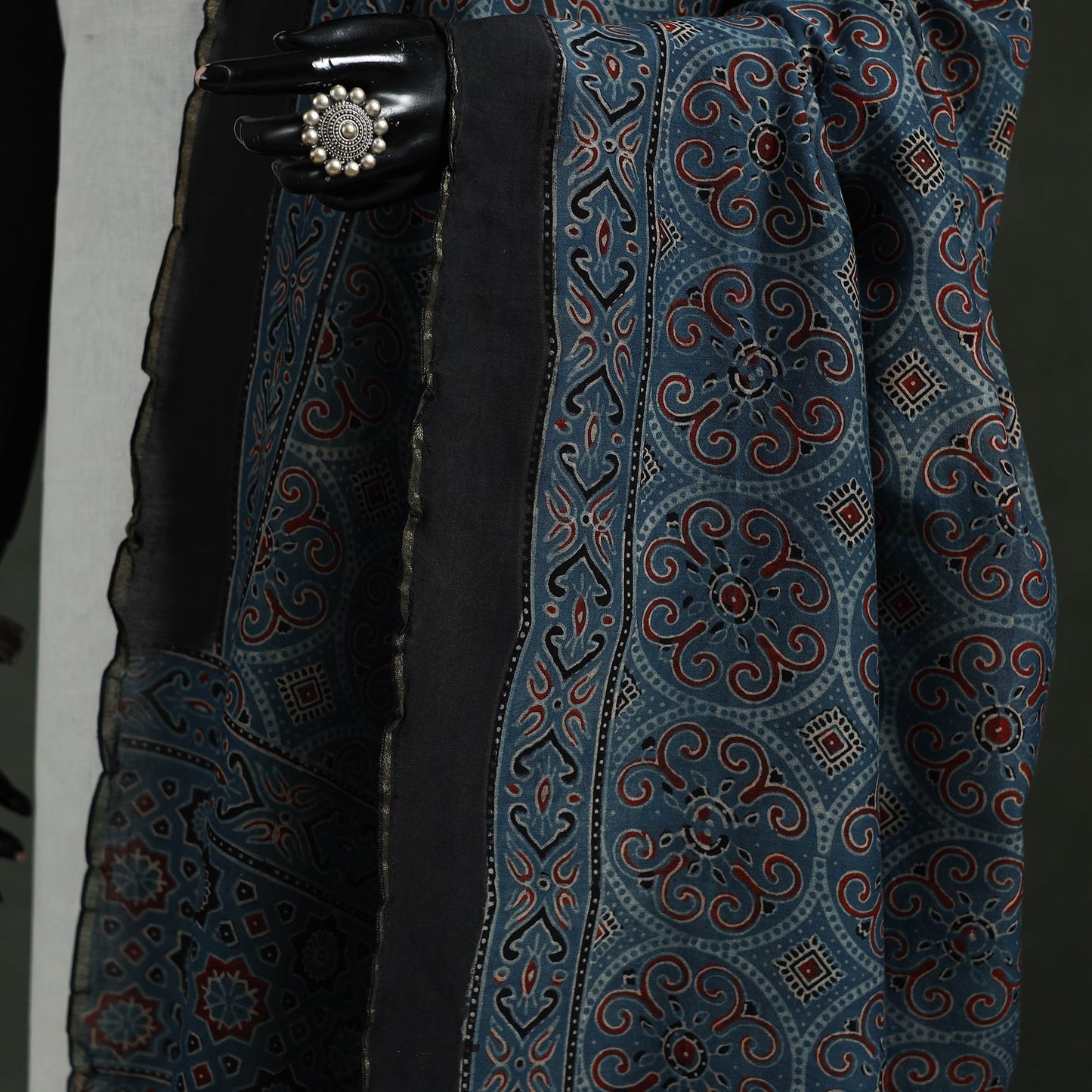 Chanderi silk kutch hand block print natural dyed handloom