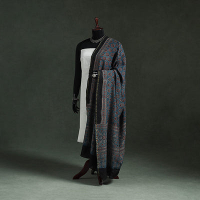 Blue - chanderi silk kutch hand block print natural dyed