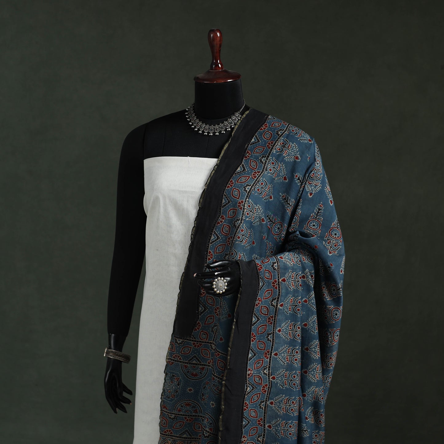 Chanderi silk kutch hand block print natural dyed handloom