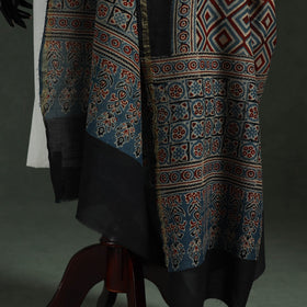 Blue - chanderi silk kutch hand block print natural dyed