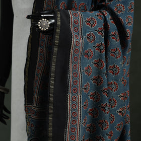 Blue - chanderi silk kutch hand block print natural dyed