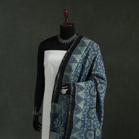 Blue - chanderi silk kutch hand block print natural dyed