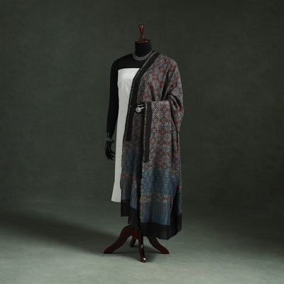Blue - chanderi silk kutch hand block print natural dyed