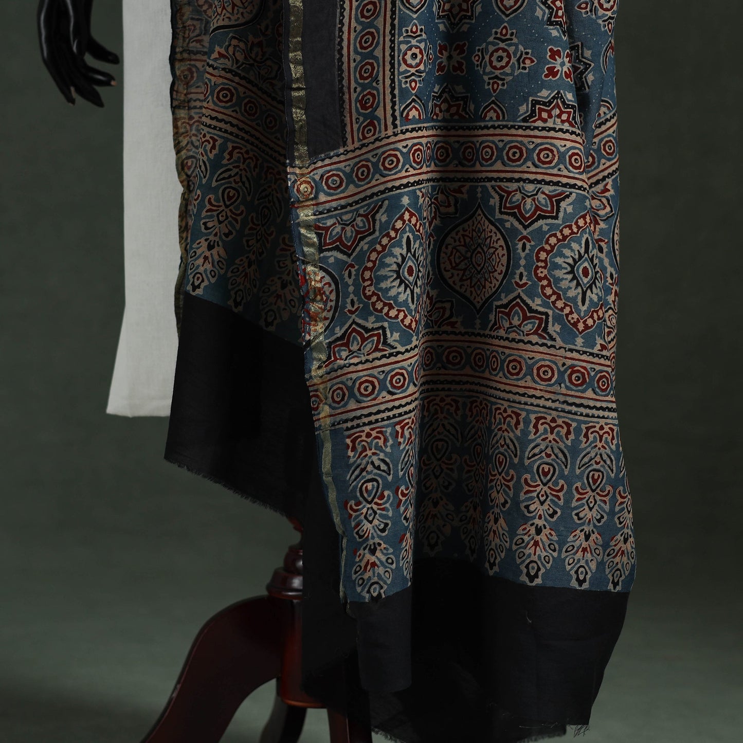 Blue - chanderi silk kutch hand block print natural dyed