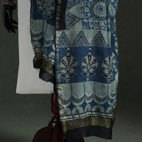 Blue - chanderi silk kutch hand block print natural dyed