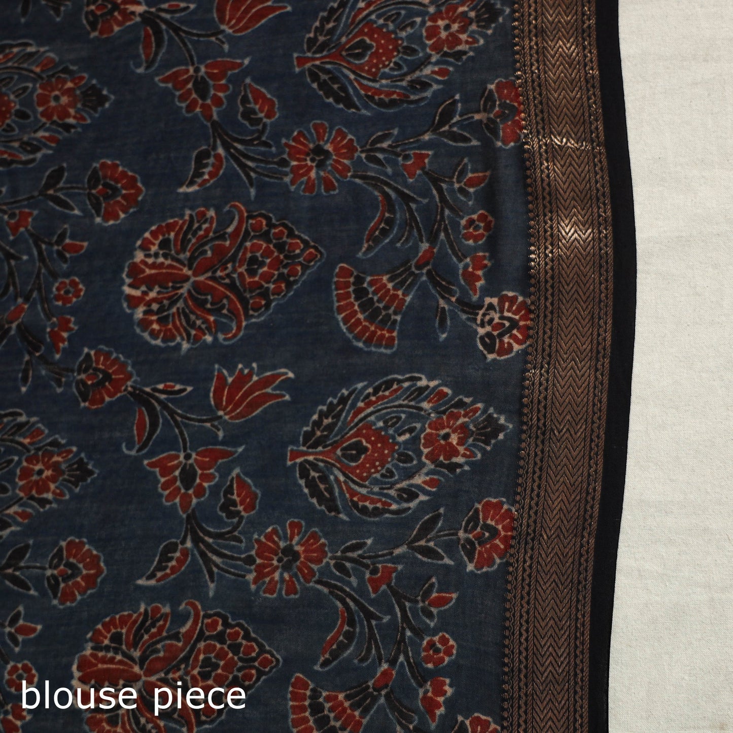 Chanderi Silk Natural Dyed Zari Border Ajrakh Print Saree