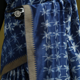 Chanderi silk nui shibori tie-dye saree with ghicha border