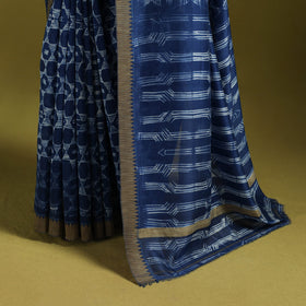 Chanderi silk nui shibori tie-dye saree with ghicha border