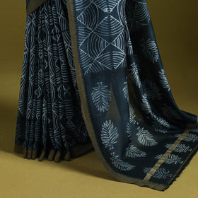 Chanderi silk nui shibori tie-dye saree with ghicha border