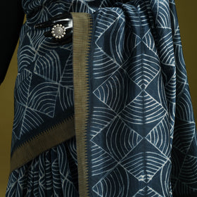 Chanderi silk nui shibori tie-dye saree with ghicha border