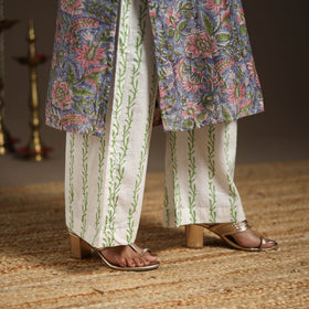 Blue - chanderi silk sanganeri kurta set (set of 3) 17