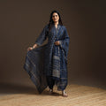 Blue - chanderi silk sanganeri suit set with dupatta