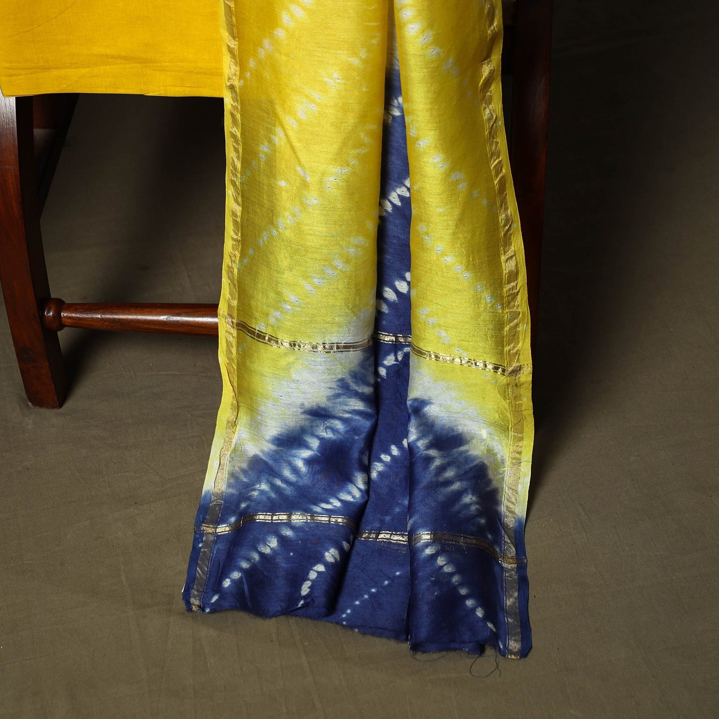 Chanderi silk shibori tie-dye 3pc unstitched dress material