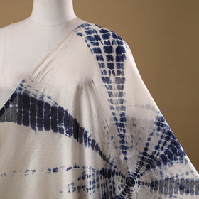 Blue - chanderi silk tie-dye shibori fabric 02 - handcrafted