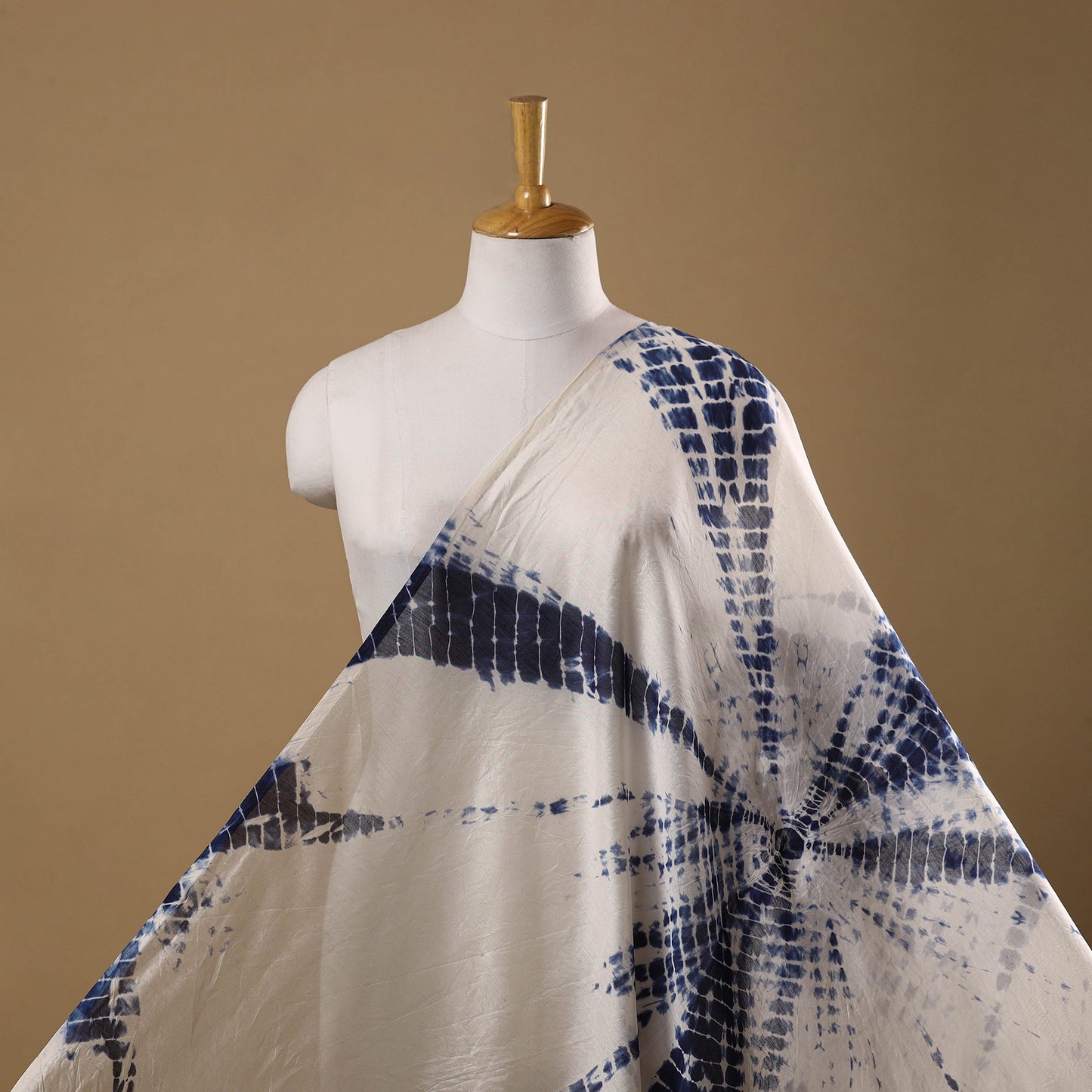 Blue - chanderi silk tie-dye shibori fabric 02 - handcrafted