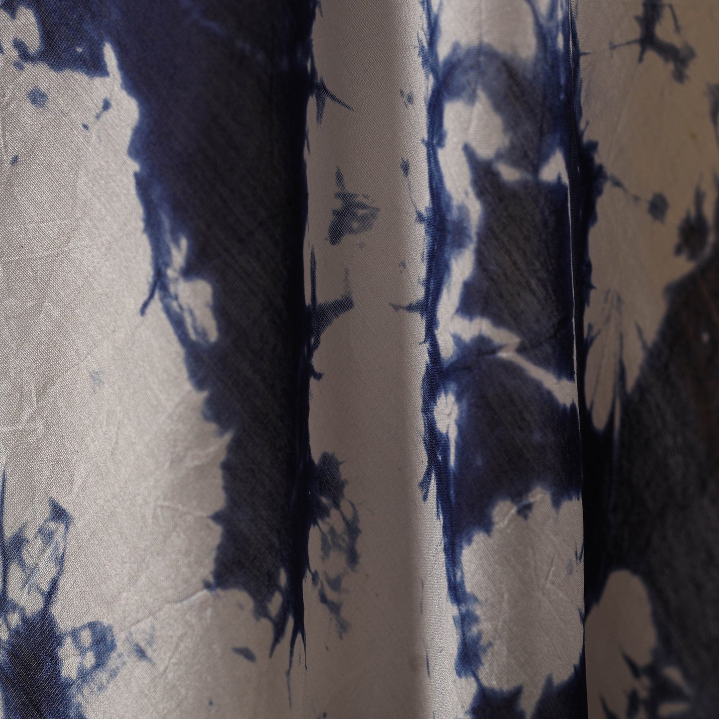 Blue - chanderi silk tie-dye shibori fabric 08 - handcrafted