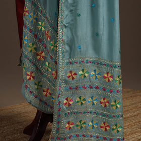 Chinon silk hand embroidered phulkari dupatta 10