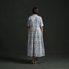 Collared neck buttoned down flared cotton hand block batik