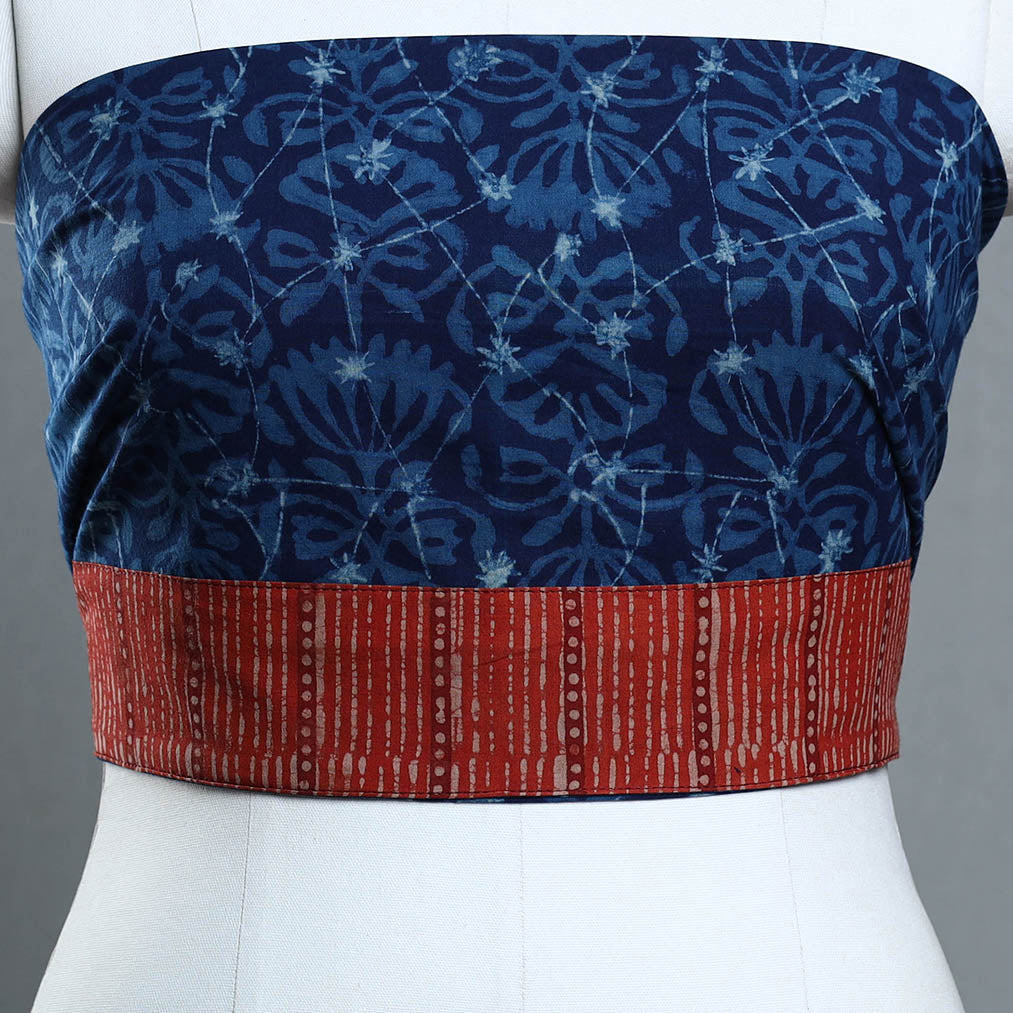 Blue - cotton akola blouse piece 142 - handcrafted