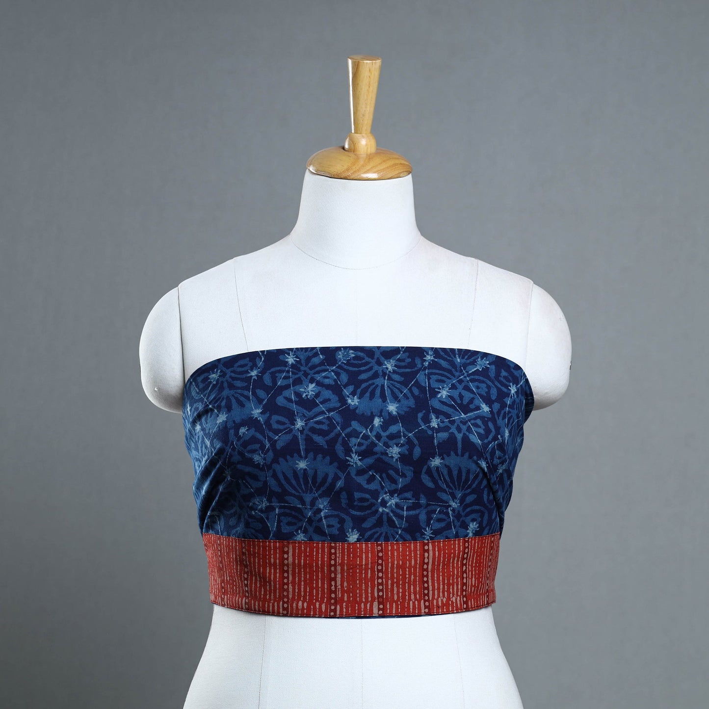 Blue - cotton akola blouse piece 142 - handcrafted