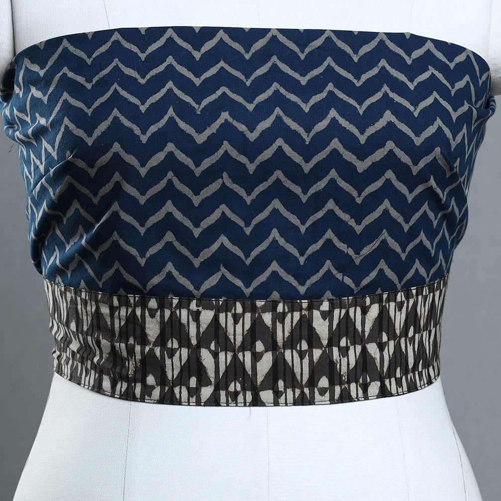 Blue - cotton akola blouse piece 162 - handcrafted