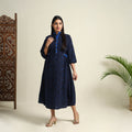 Buy Blue Block Print Cotton Bagh Dress