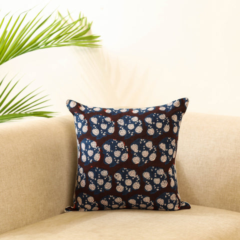 Blue - cotton bagru cushion cover 15 - handcrafted