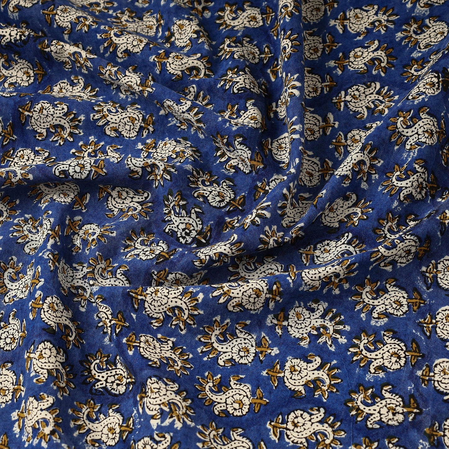  Blue Block Print Cotton Bagru Fabric