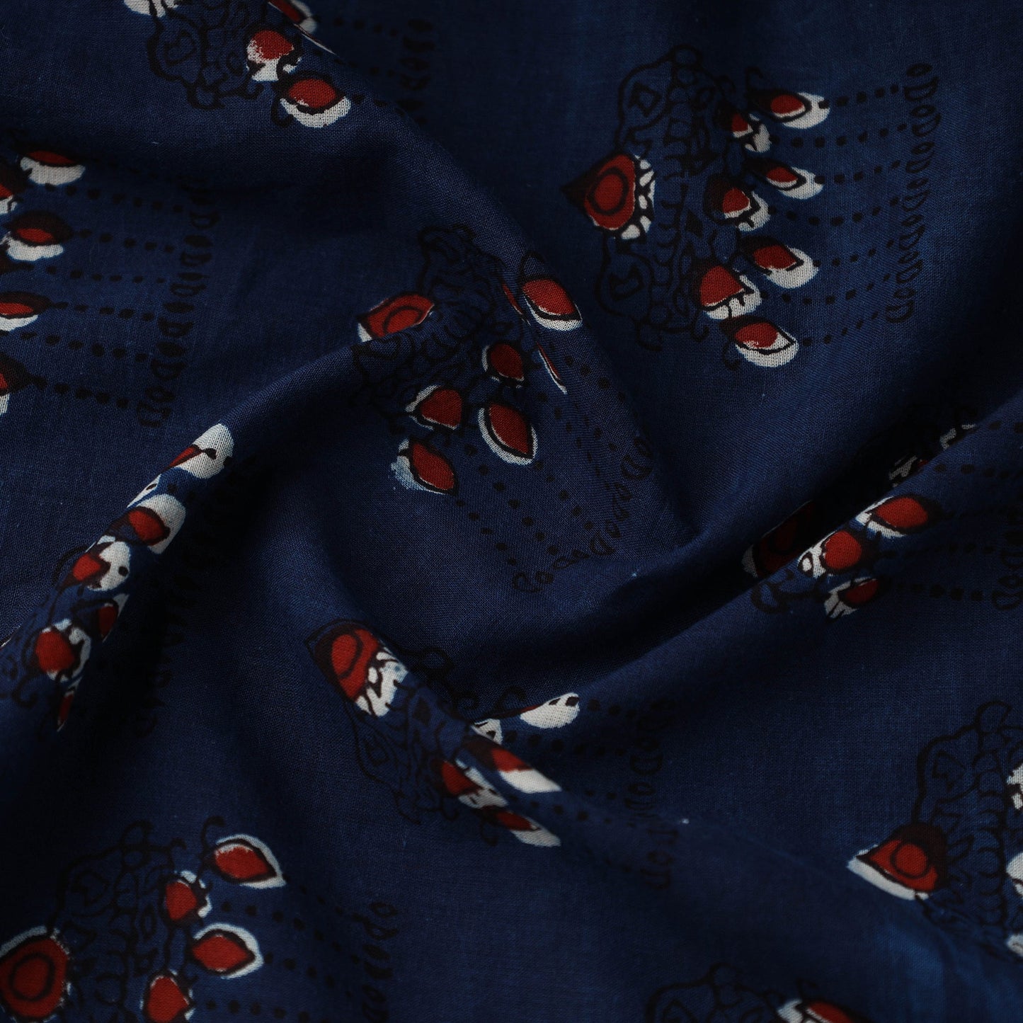 Cotton Blue Bagru Block Print fabric