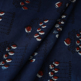 Cotton Blue Bagru Block Print fabric
